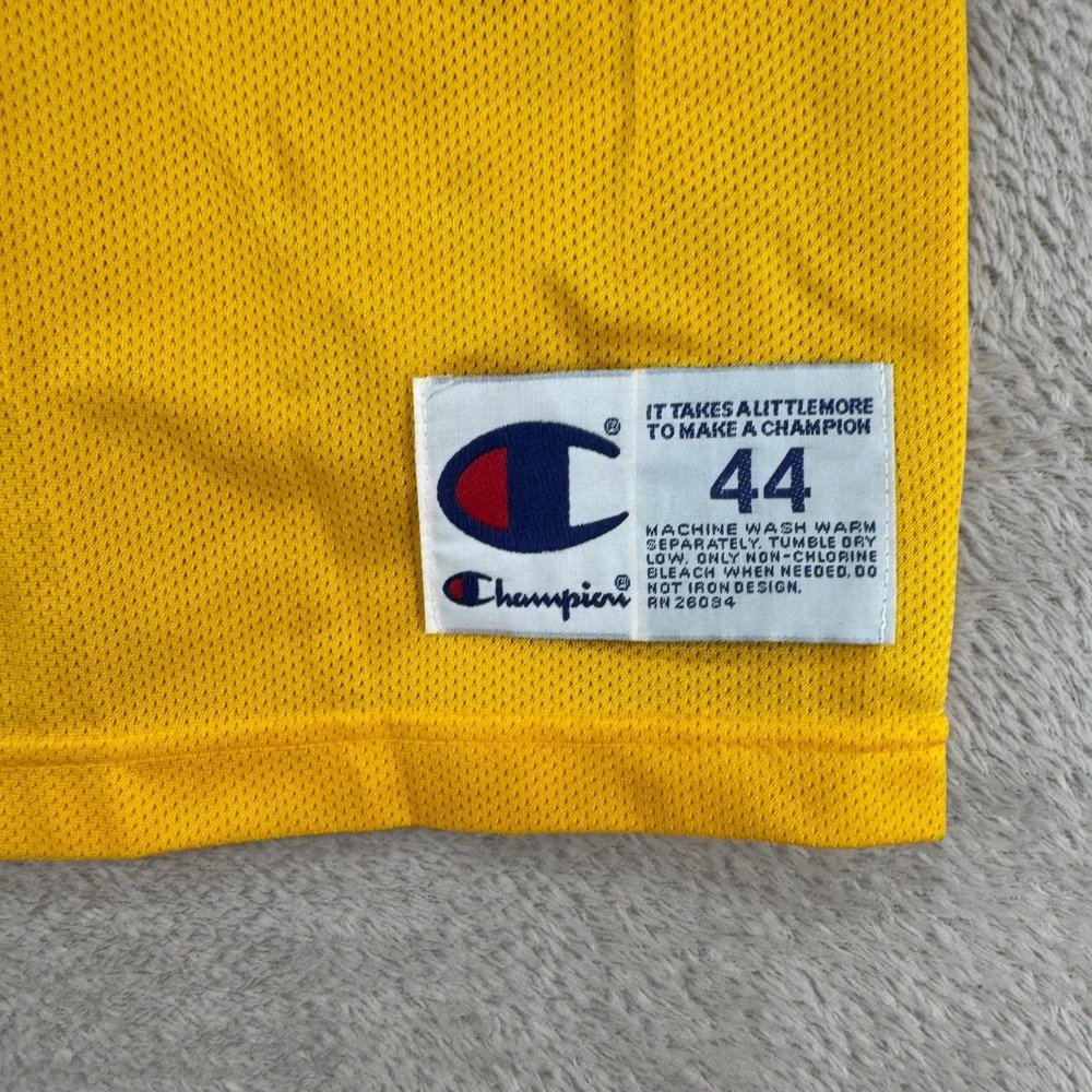 Vintage Champion Mens LA Lakers Nick Van Exel Jersey 44 Yellow Preowned Stains